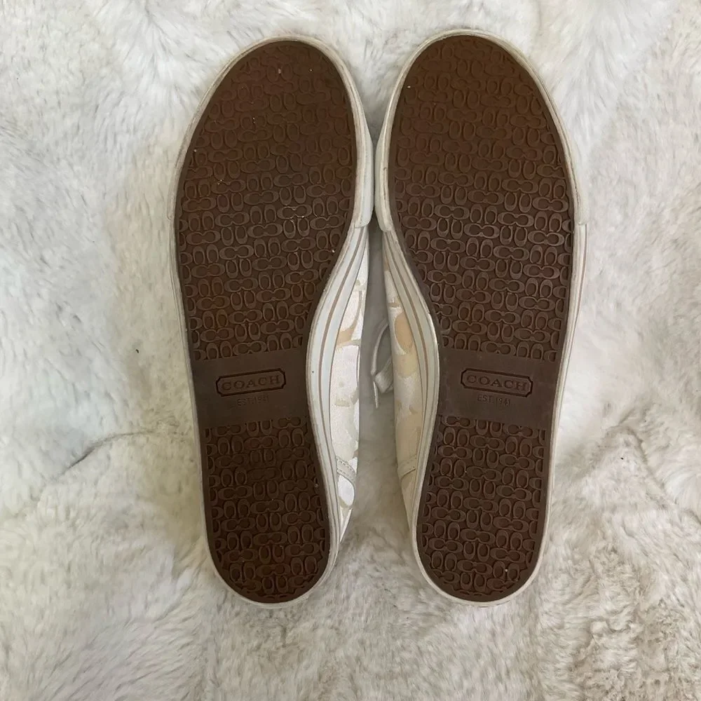 Coach Women’s Signature Dee Cream Lace-up Sneakers Shoes Size 8.5 - Picture 7 of 12